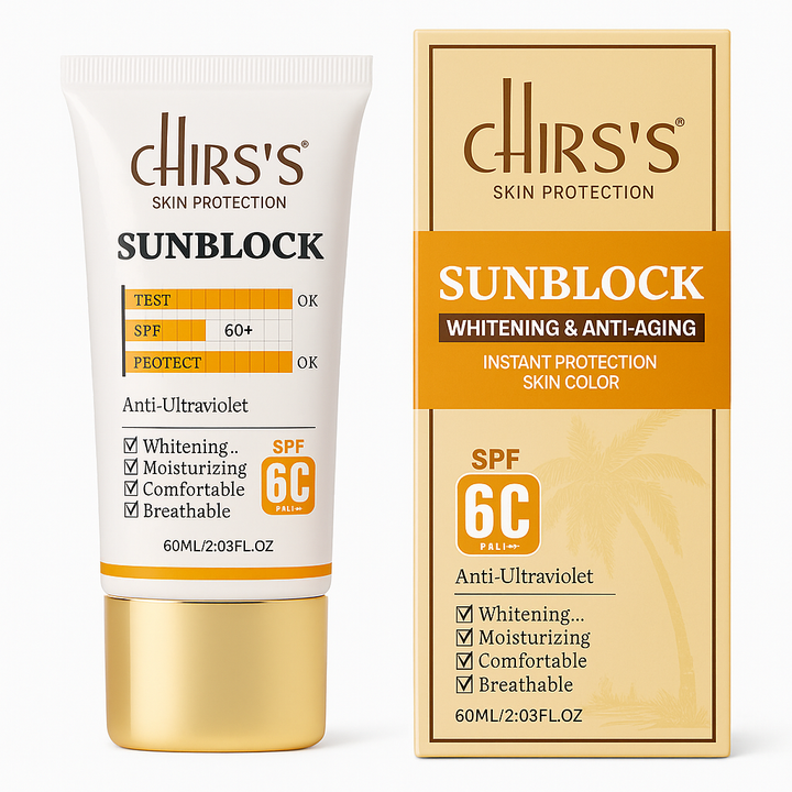 Chirss's Sunblock SPF 60 – Whitening & Anti-Aging | Moisturizing, Breathable, Instant UV Protection (60ml)