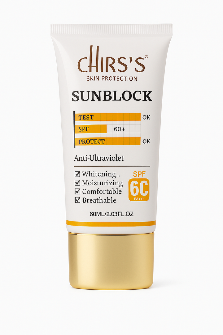 Chirss's Sunblock SPF 60 – Whitening & Anti-Aging | Moisturizing, Breathable, Instant UV Protection (60ml)