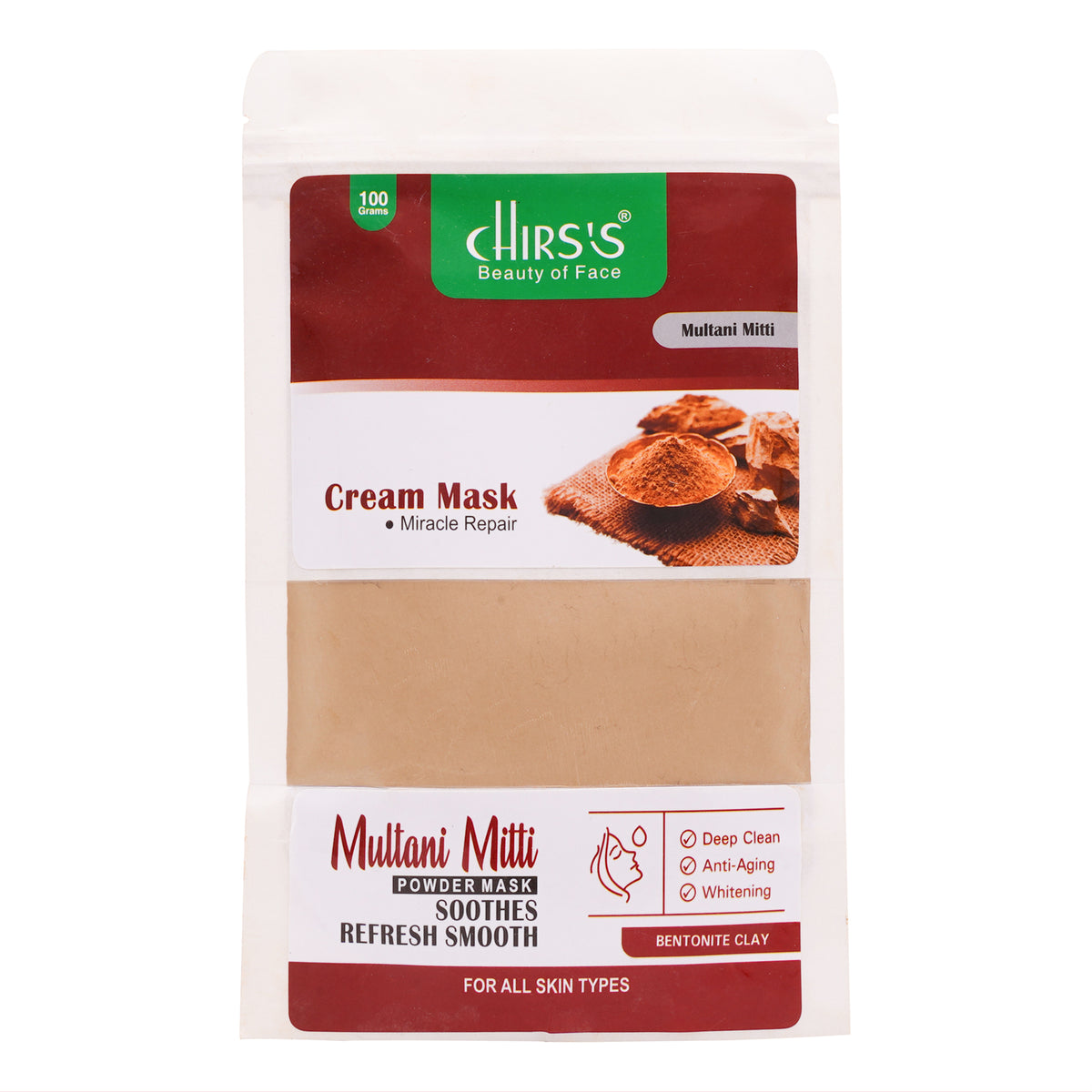 Chirs Multani Mitti Powder Mask Soothes Refresh & Smooth  Skin -75GM