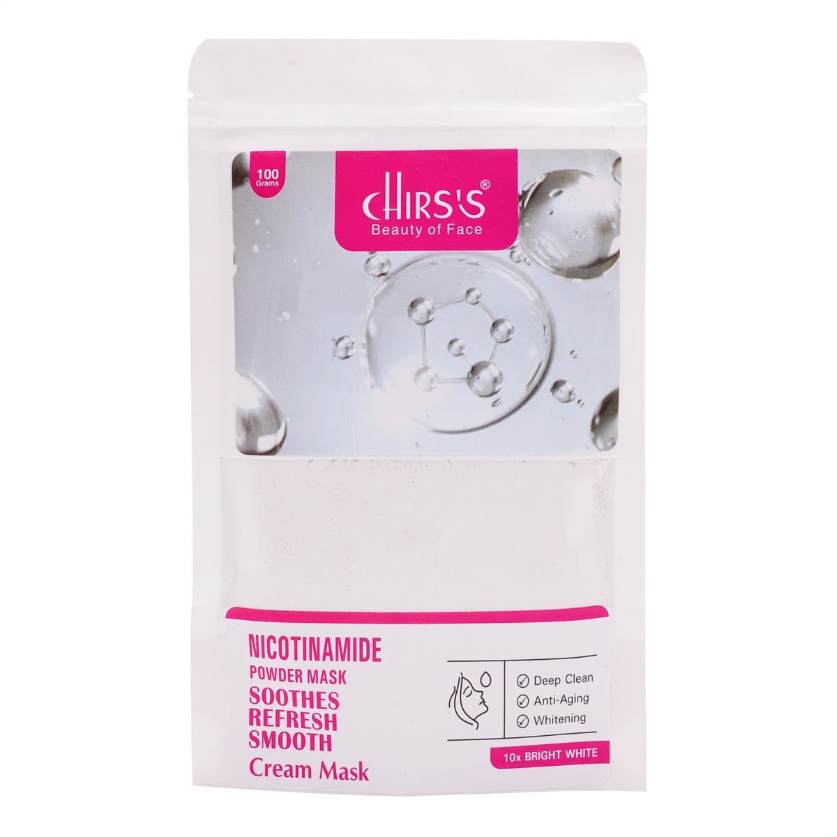 Chirs Nicotinamide Powder Mask Soothes Refresh & Smooth Skin -75GM