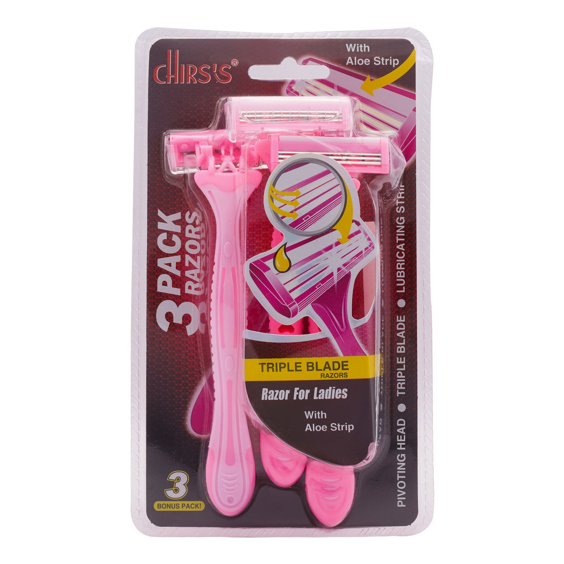 Chirs's Tripple Blade Razors With Aloe Strip For Girls & Women