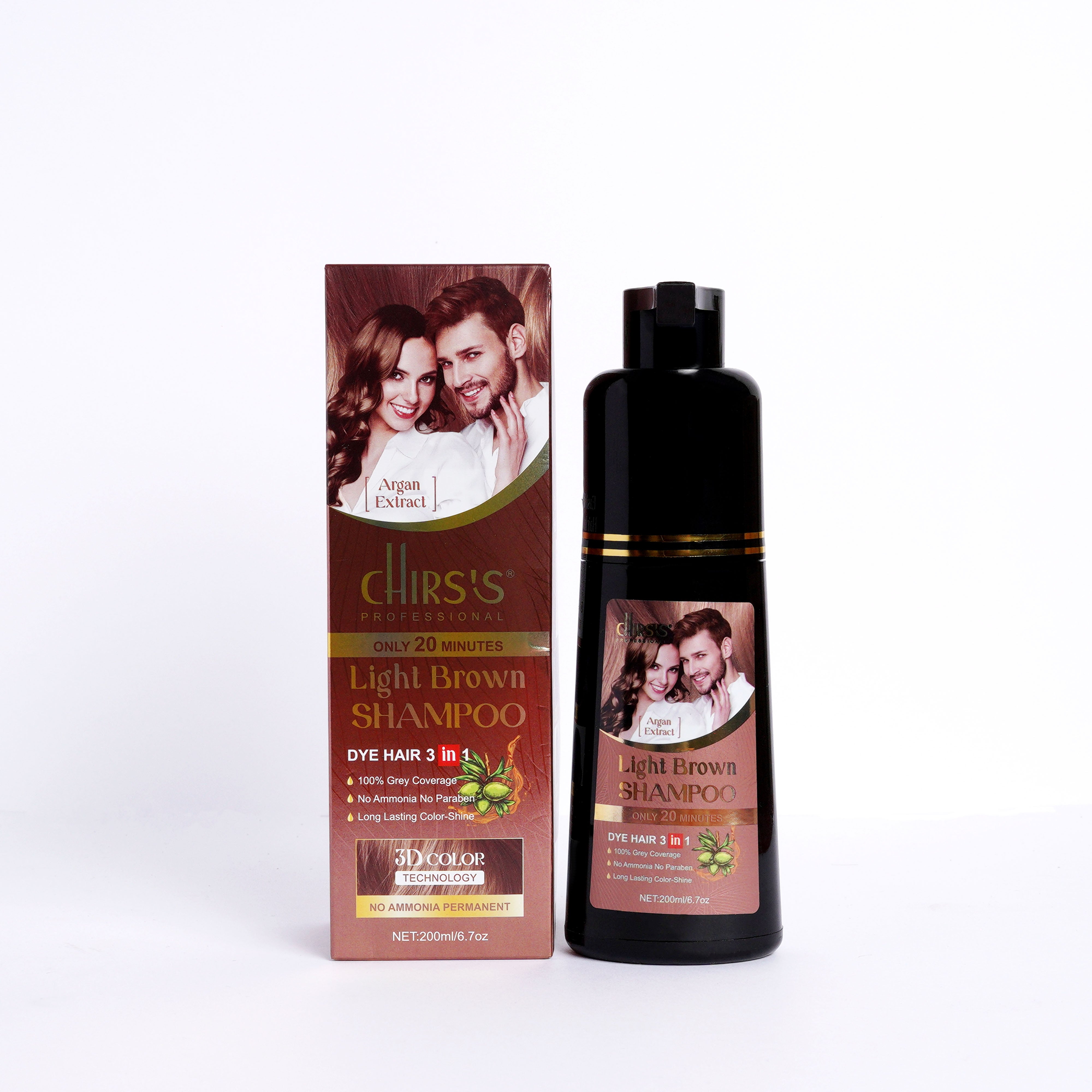 Chirs`s Professional  Hair Color Shampoo With Argan Extract(Light Brown)
