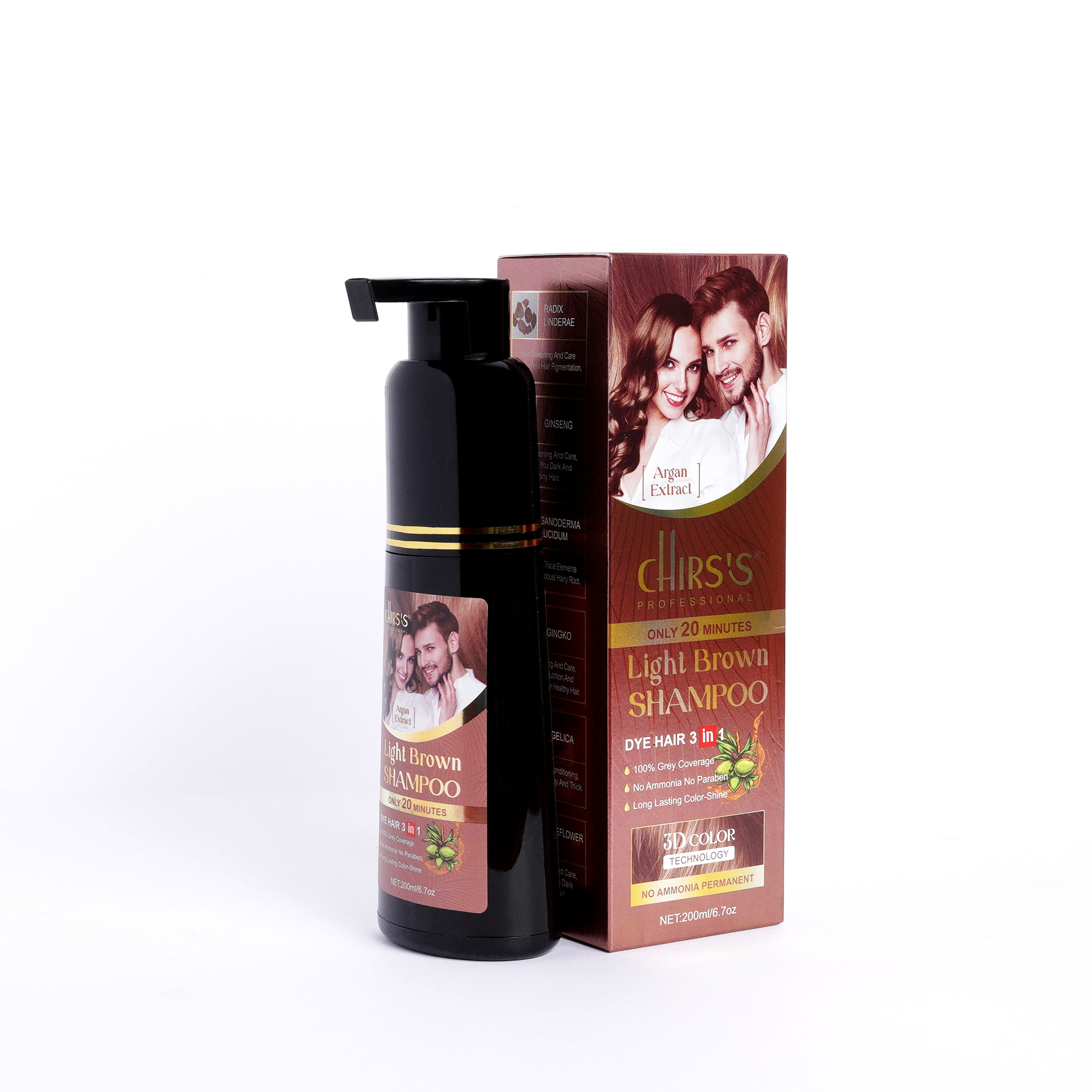 Chirs`s Professional  Hair Color Shampoo With Argan Extract(Light Brown)