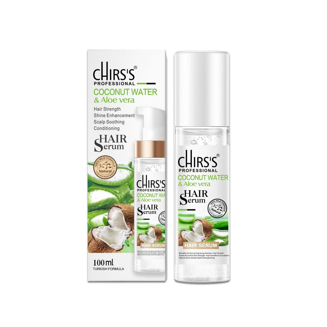 Chirss Professional Coconut Water & Aloe Vera Hair Serum – 100ml | Hair Strength, Shine & Scalp Care