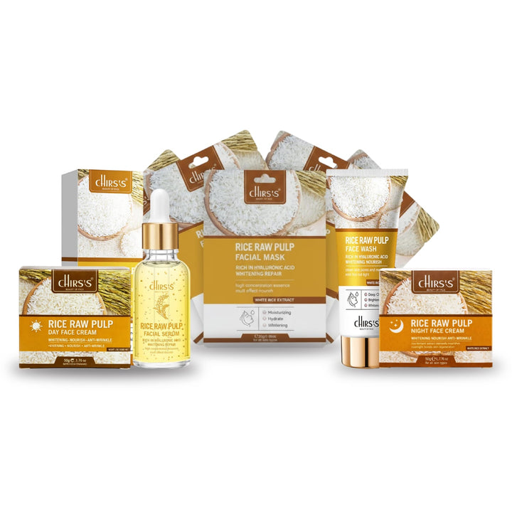 Chirs's Rice Raw Pulp Complete Skincare Bundle – Pack of 5
