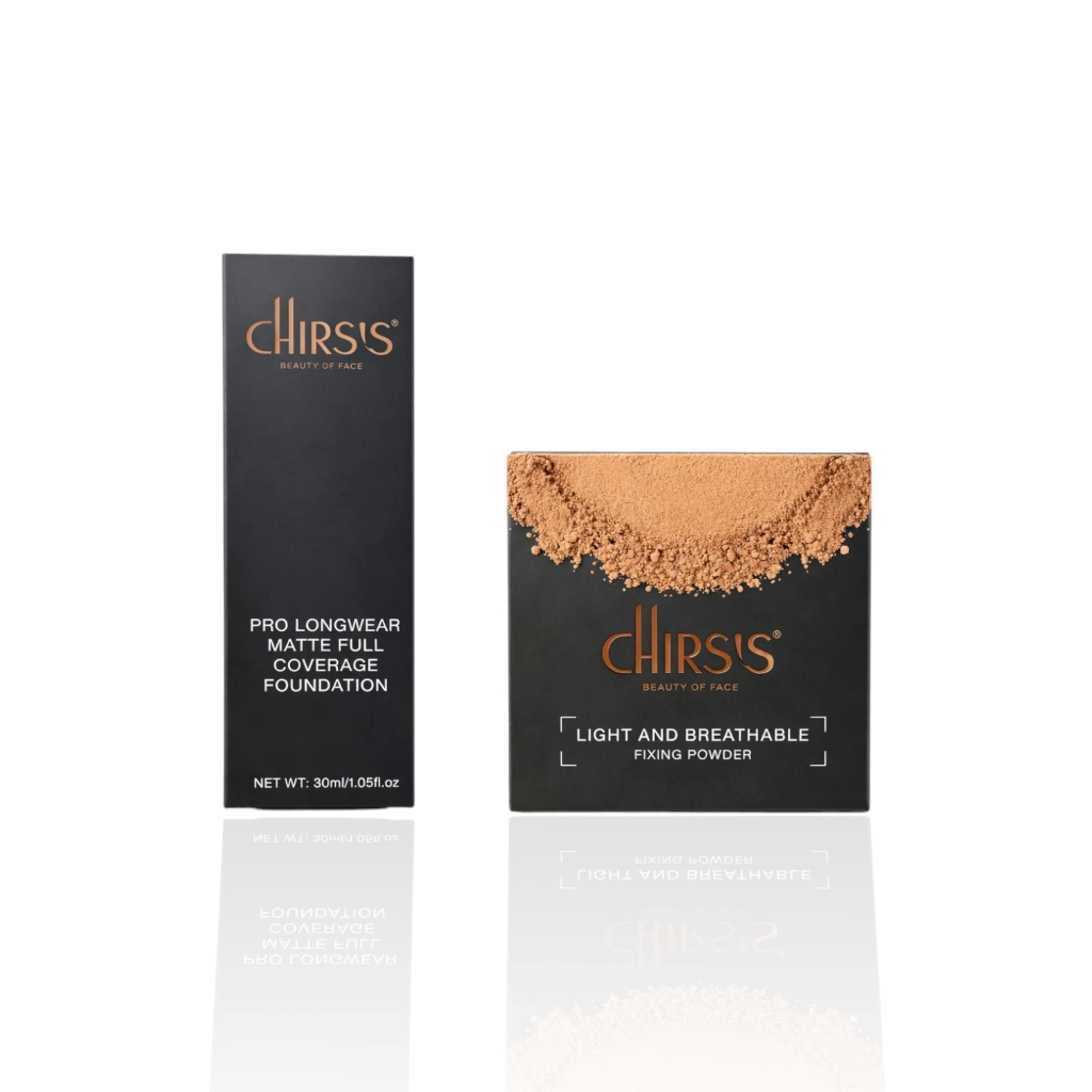 Chirs's Pro Matte Foundation + Fixing Powder Bundle – Pack of 2