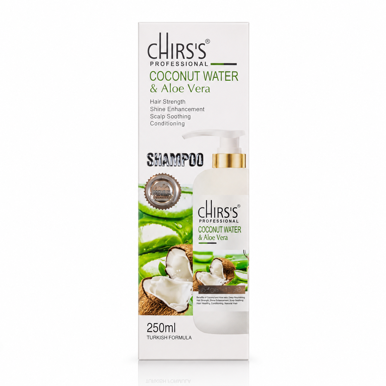 CHIRS'S Professional Coconut Water and Aloe Vera Shampoo box pack