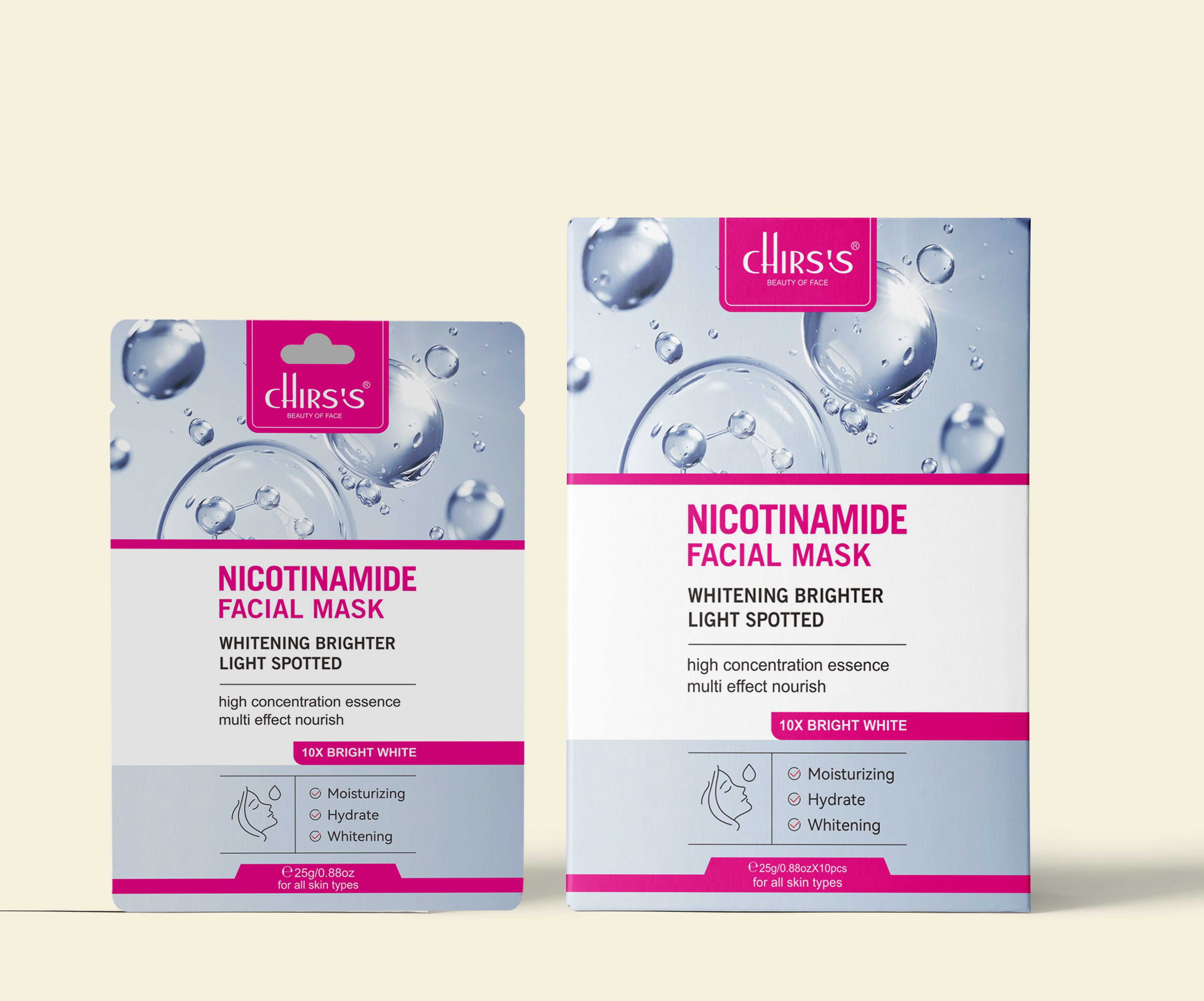 CHIRSS Nicotinamide Facial Mask | Whitening, Brightening & Spot Lightening | Hydrating & Moisturizing Sheet Mask