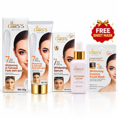 CHIRS’S Whitening and Fairness 120g tube, Whitening Serum 30ml and free Whitening Essence facial sheet mask