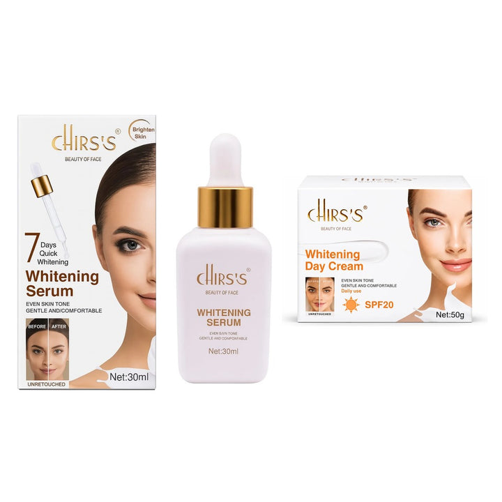 CHIRS’S Whitening Serum 30ml and Whitening Day Cream 50g labelled SPF20, pack of 2