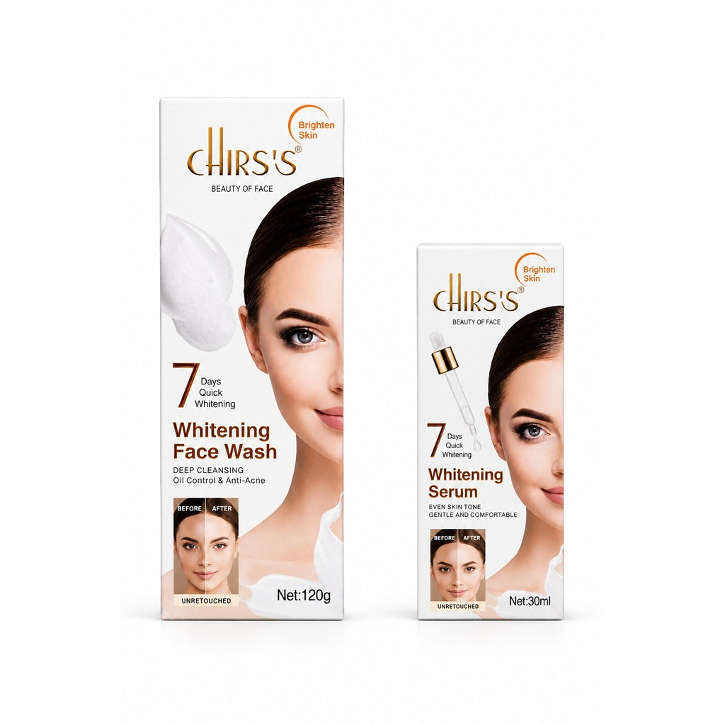CHIRS’S Whitening Face Wash 120g and Whitening Serum 30ml, pack of 2 bundle