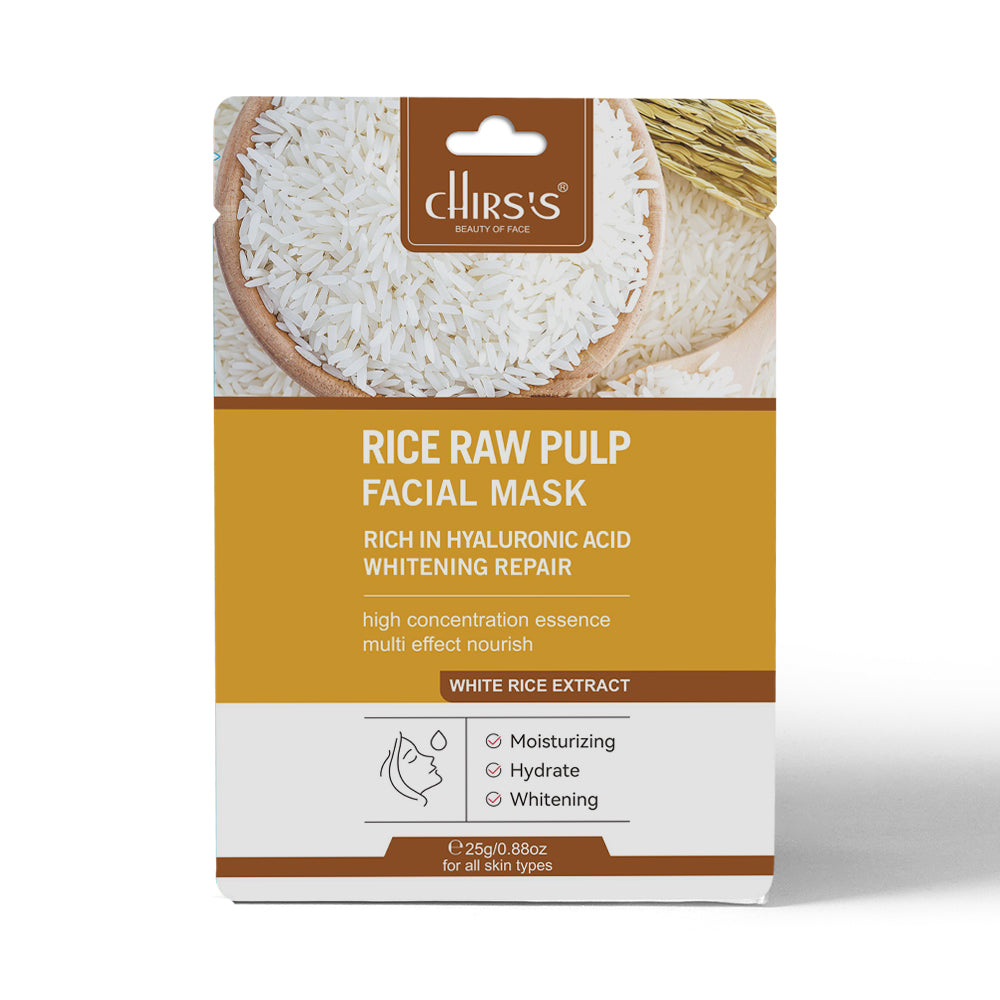CHIRSS Rice Raw Pulp Facial Mask | Hyaluronic Acid & White Rice Extract | Whitening, Moisturizing & Skin Repair