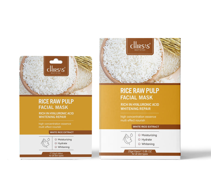 CHIRSS Rice Raw Pulp Facial Mask | Hyaluronic Acid & White Rice Extract | Whitening, Moisturizing & Skin Repair
