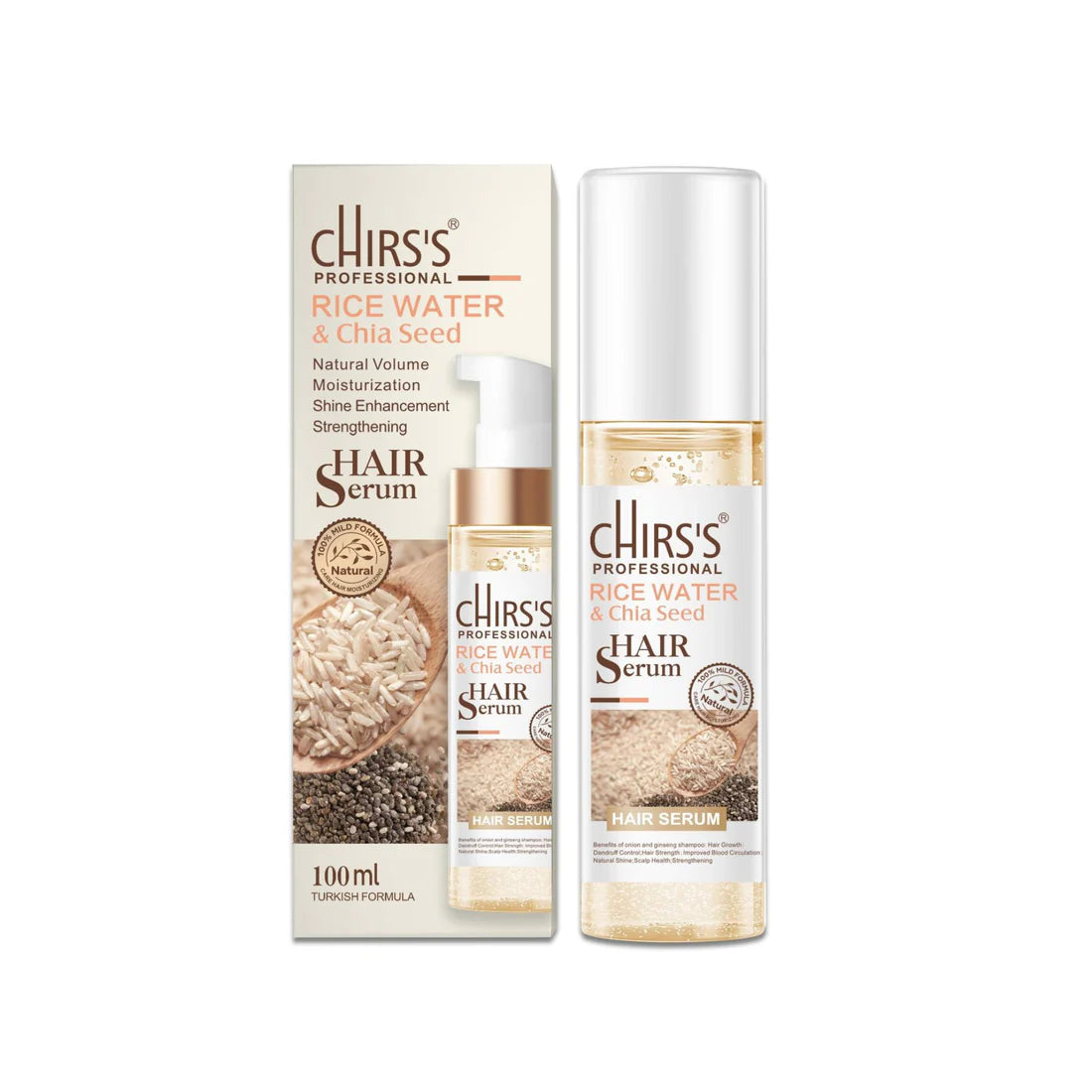 Chirs's Rice Water & Chia Seed Shampoo + Hair Serum Bundle (2 Pcs)