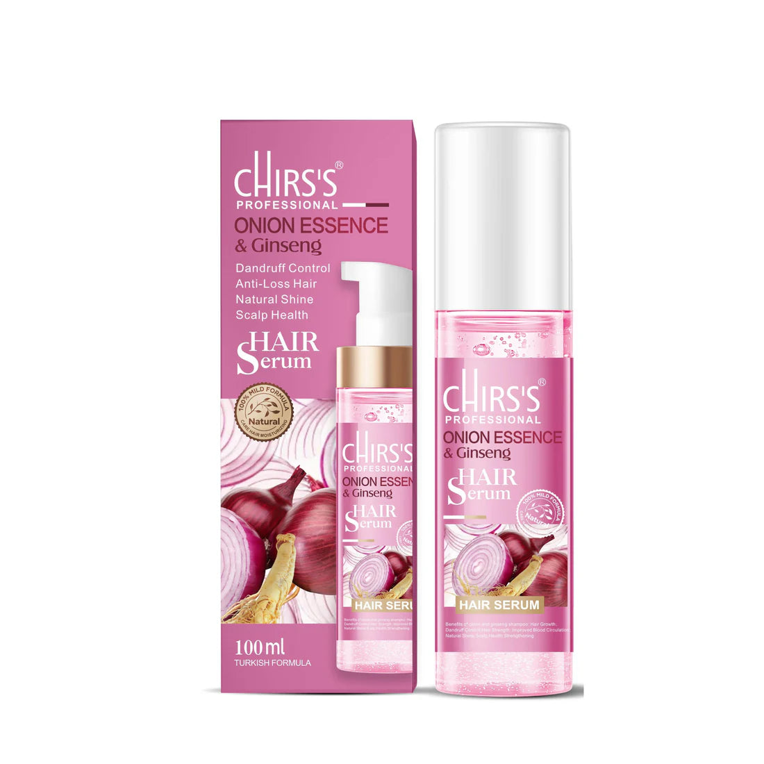 Chirs's Onion Essence & Ginseng Shampoo + Hair Serum Bundle (2 Pcs)