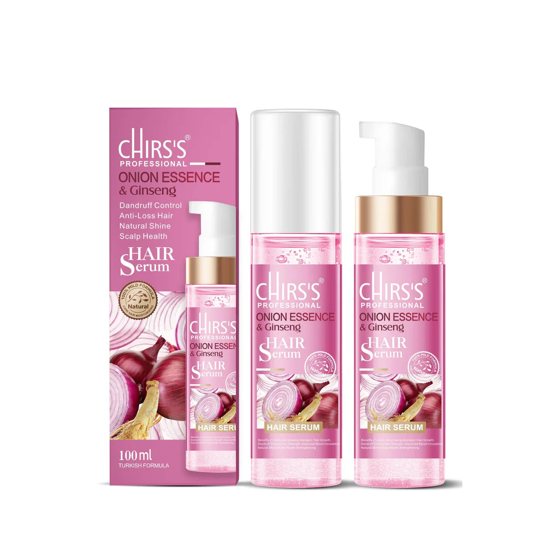 Chirs's Onion Essence & Ginseng Shampoo + Hair Serum Bundle (2 Pcs)