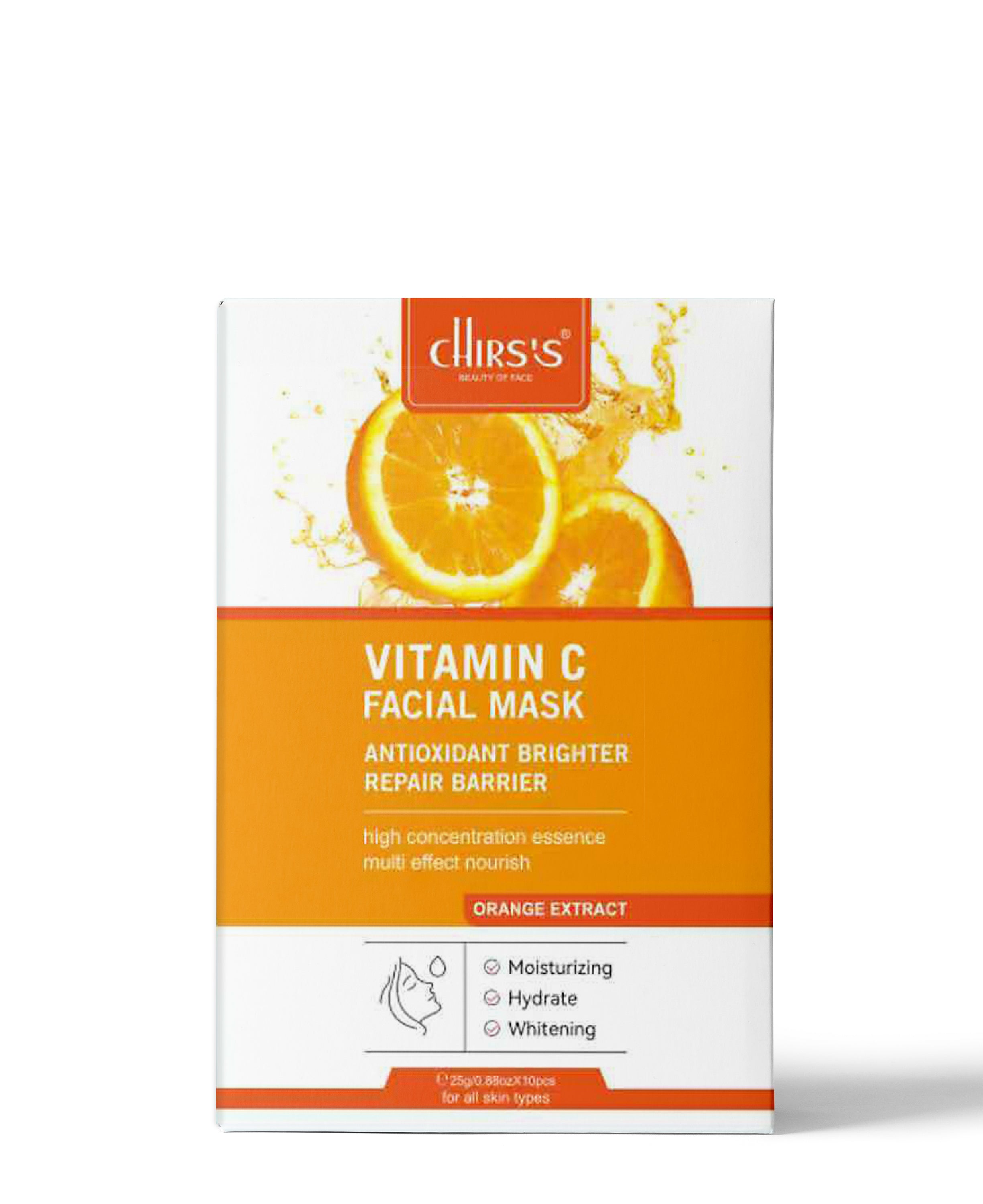 CHIRSS Vitamin C Facial Mask | Orange Extract | Antioxidant, Brightening, Hydrating & Barrier Repair