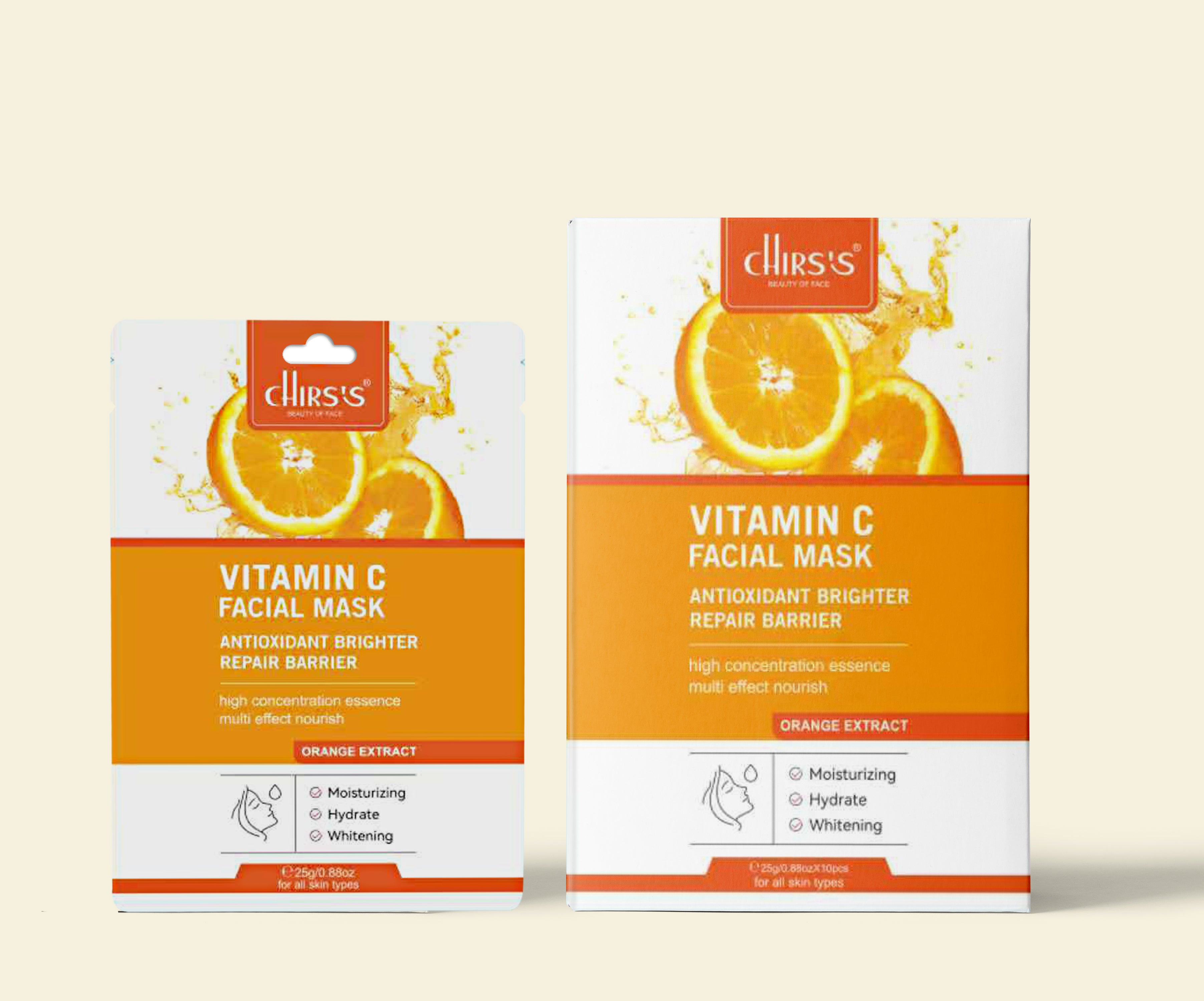 CHIRSS Vitamin C Facial Mask | Orange Extract | Antioxidant, Brightening, Hydrating & Barrier Repair