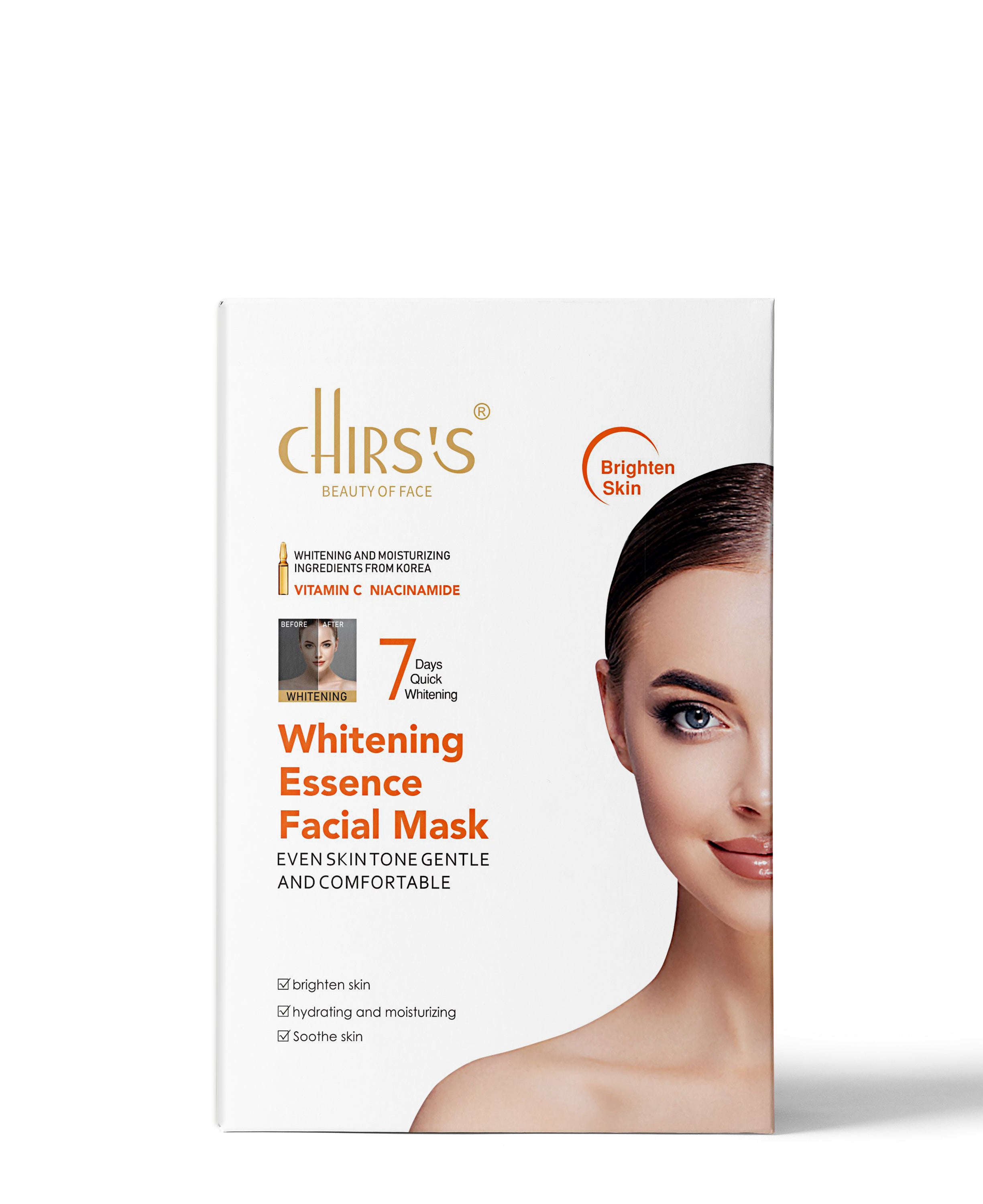 CHIRSS Whitening Essence Facial Mask | Vitamin C & Niacinamide | Brightening, Hydrating & Soothing Sheet Mask