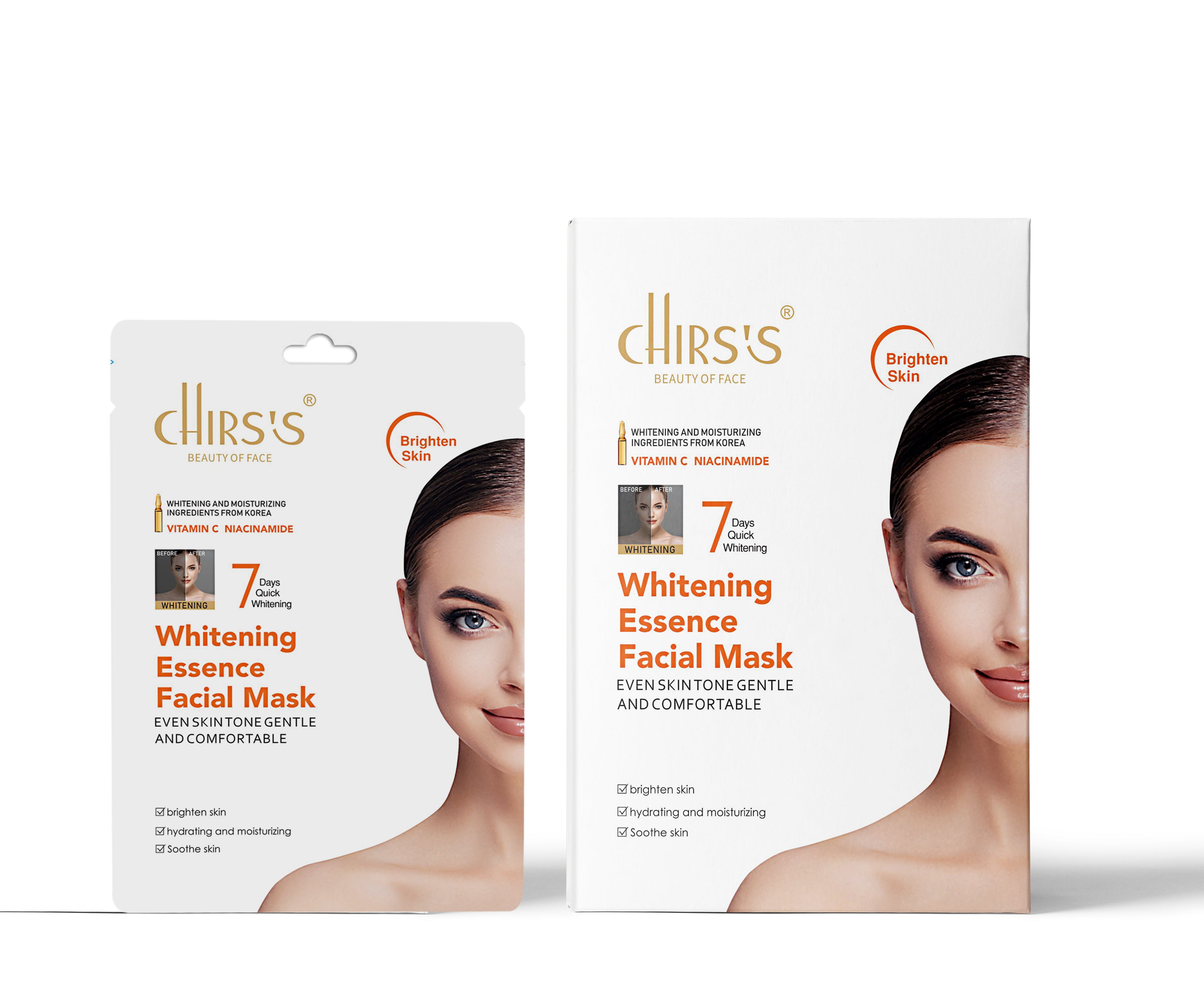CHIRSS Whitening Essence Facial Mask | Vitamin C & Niacinamide | Brightening, Hydrating & Soothing Sheet Mask